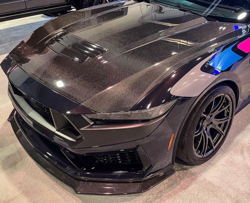 REAL CARBON FIBER FRONT LIP SPLITTER EXTENSION - FORD MUSTANG S650 GT / ECOBOOST (2024+)