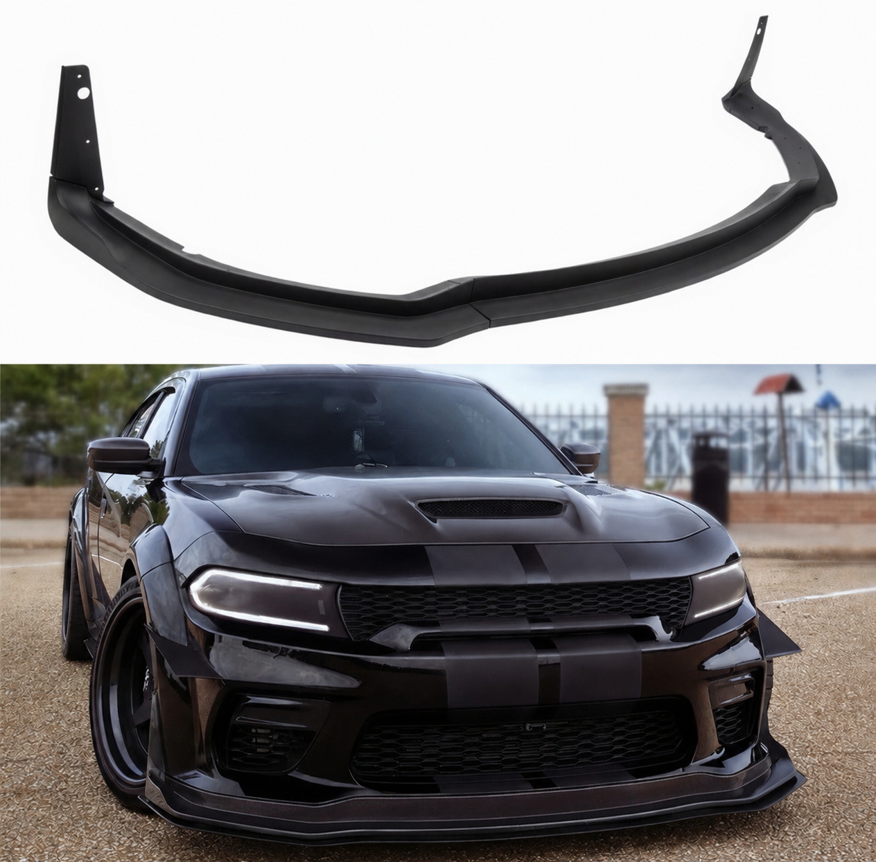 FRONT BUMPER LIP SPLITTER WITH WINGLETS 7PCS - DODGE CHARGER WIDEBODY (2020–2023)