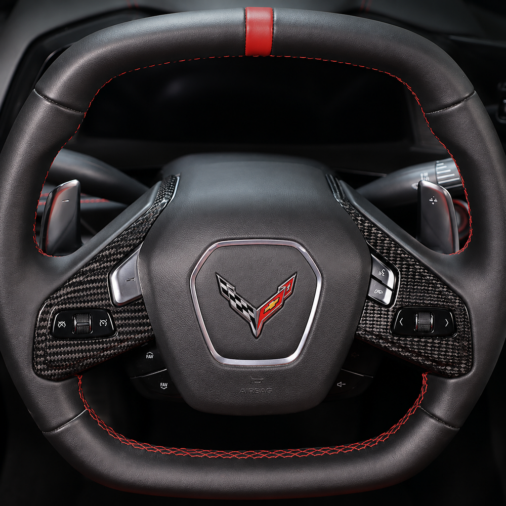 AAD Performance Carbon Fiber Steering Wheel Trim Overlay - C8 Corvette