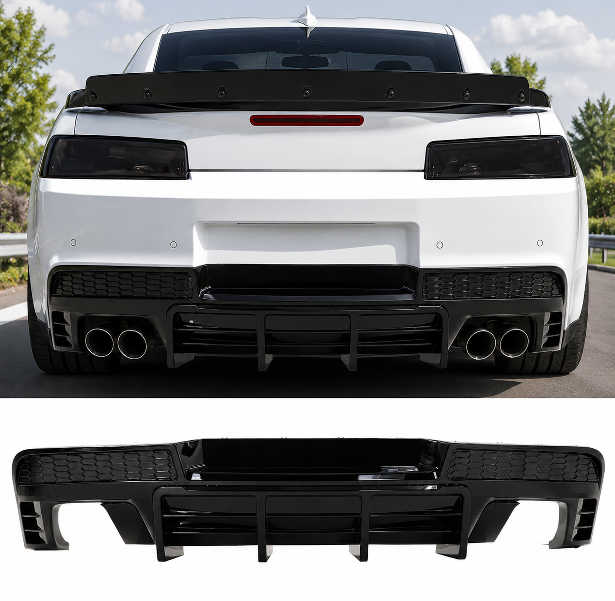 AAD STYLE GLOSS BLACK REAR DIFFUSER BUMPER LIP - CHEVROLET CAMARO (2014–2015)