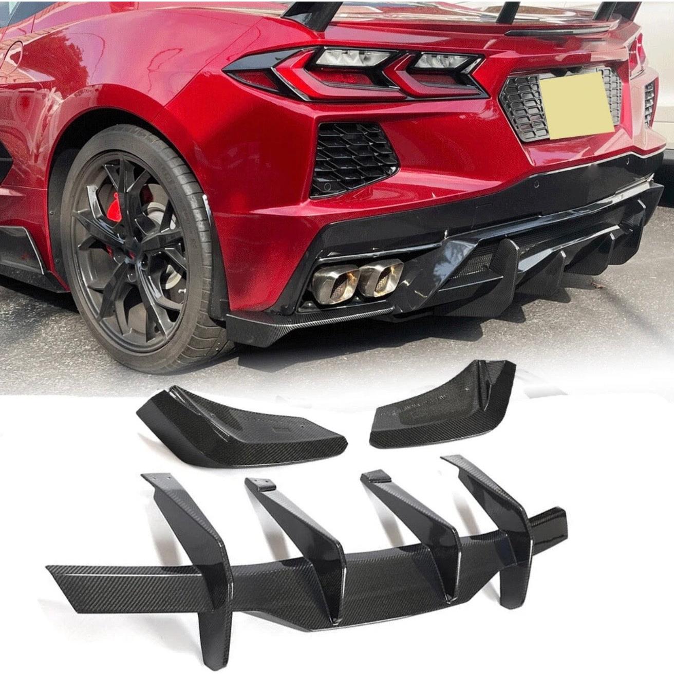2020–2026 Chevrolet Corvette C8 Carbon Fiber Rear Diffuser with Side Canards
