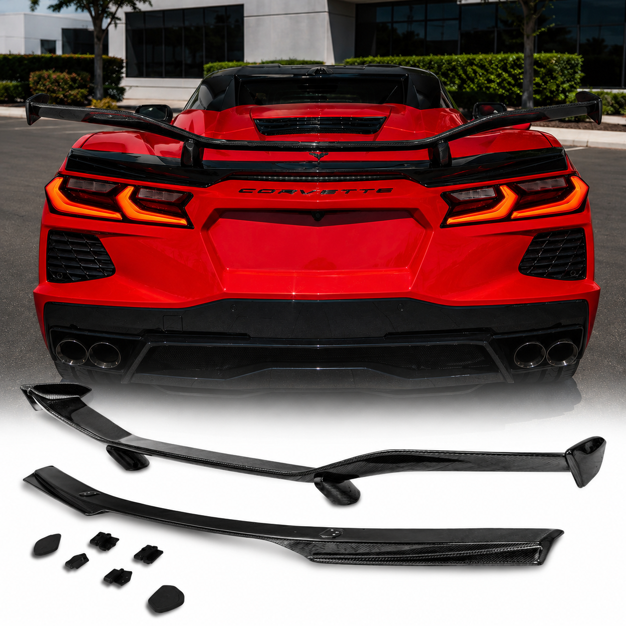 2020–2026 Chevrolet Corvette C8 Type-Z07 Style Carbon Fiber 2-Piece Rear Spoiler