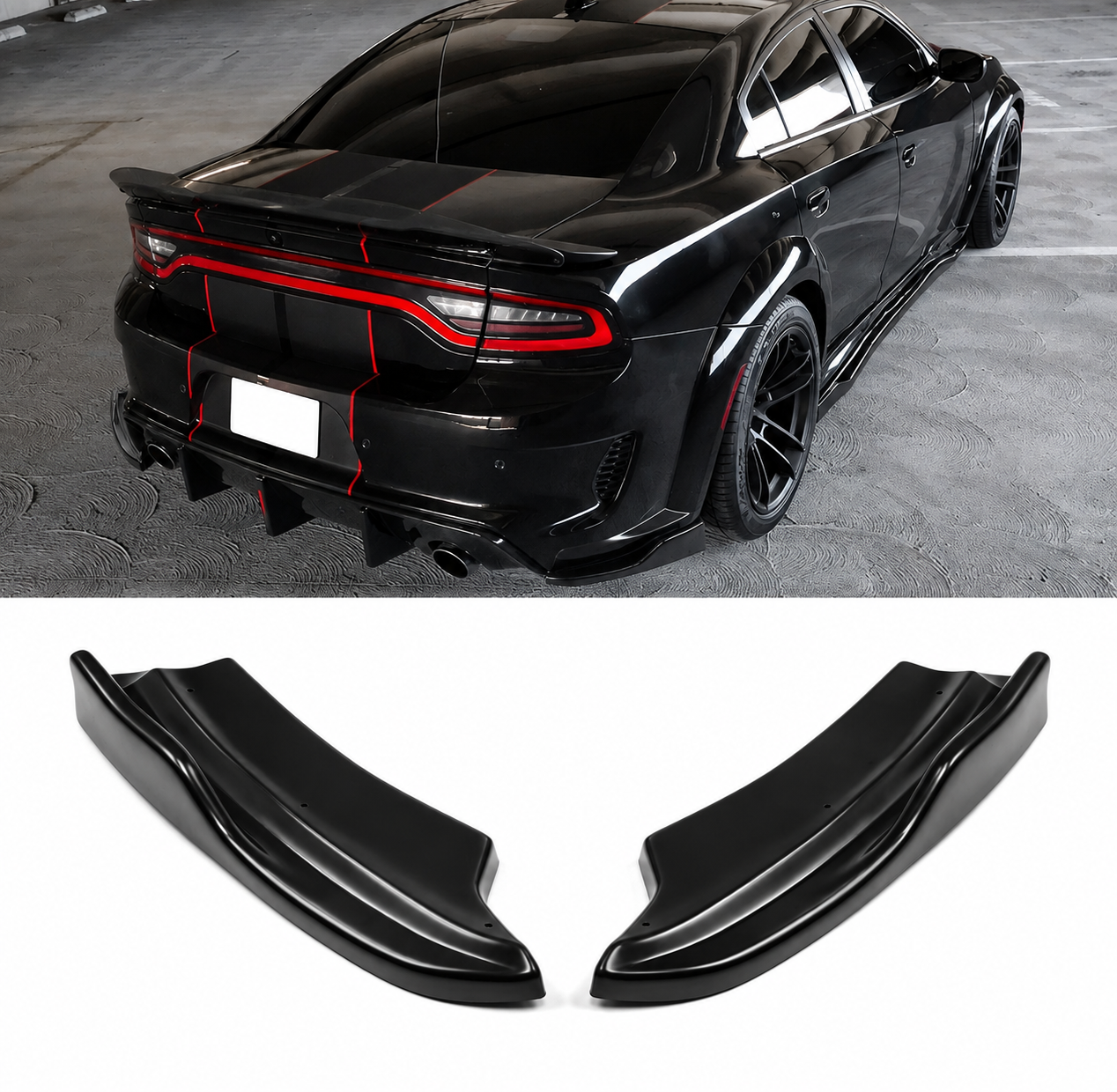 MAXTON DESIGN REAR BUMPER SIDE WINGLETS MATTE BLACK - DODGE CHARGER WIDEBODY (2020–2023)