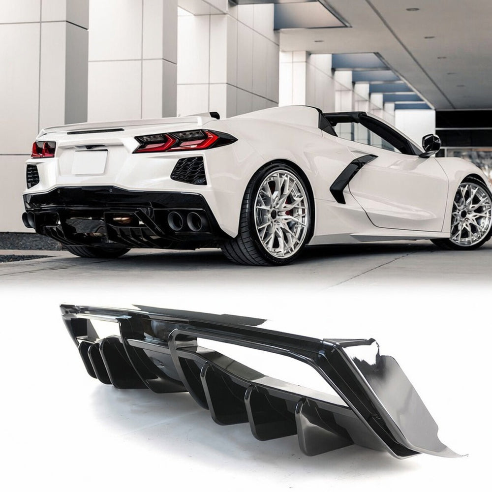 2020–2026 Chevrolet Corvette C8 Z51 Gloss Black V3 Rear Bumper Diffuser Add-On