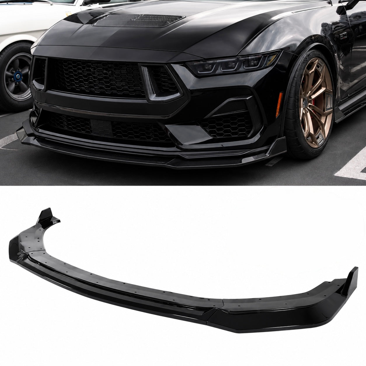 3PCS FRONT BUMPER LIP SPLITTER - FORD MUSTANG ECOBOOST / GT (2024–2026)