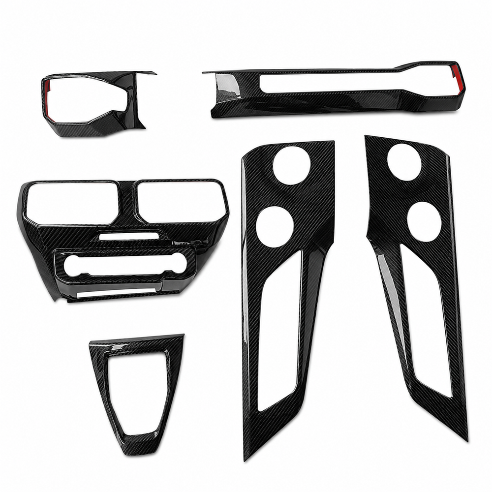 Full Carbon Fiber Console, Dash, Vent & Door Panel Cover Kit - Ford Mustang (2024+)