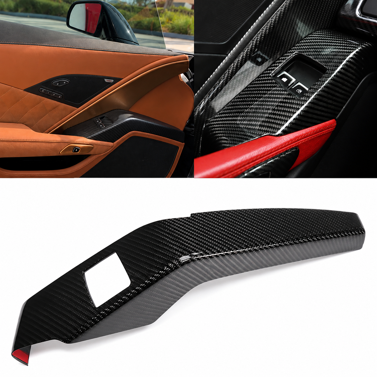 CARBON FIBER WINDOW LIFT PANEL SWITCH COVERS - CHEVROLET CORVETTE C7 / Z06 / ZR1 (2014–2019)