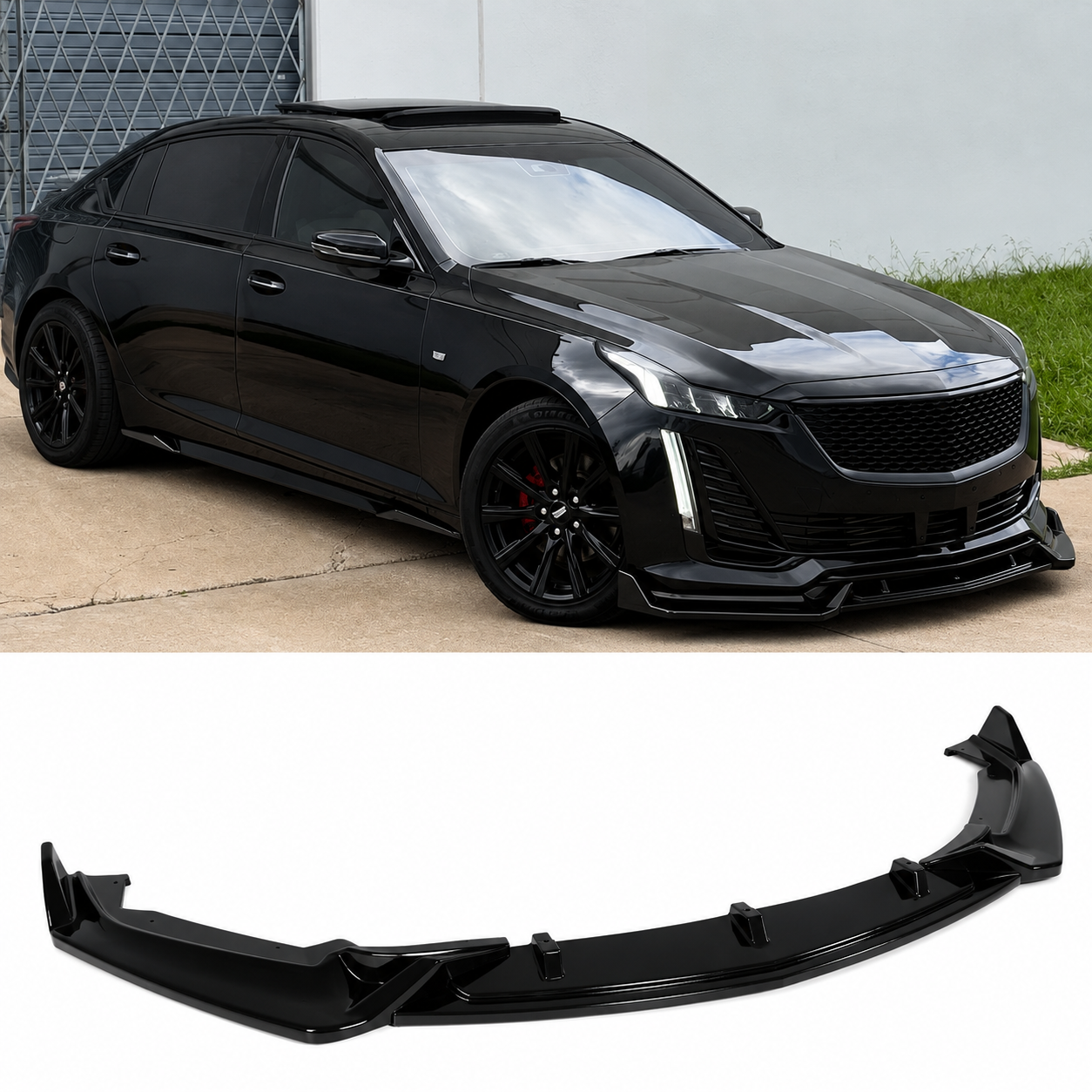 V3 GLOSS BLACK FRONT BUMPER LIP SPLITTER – CADILLAC CT5 (2020–2024)