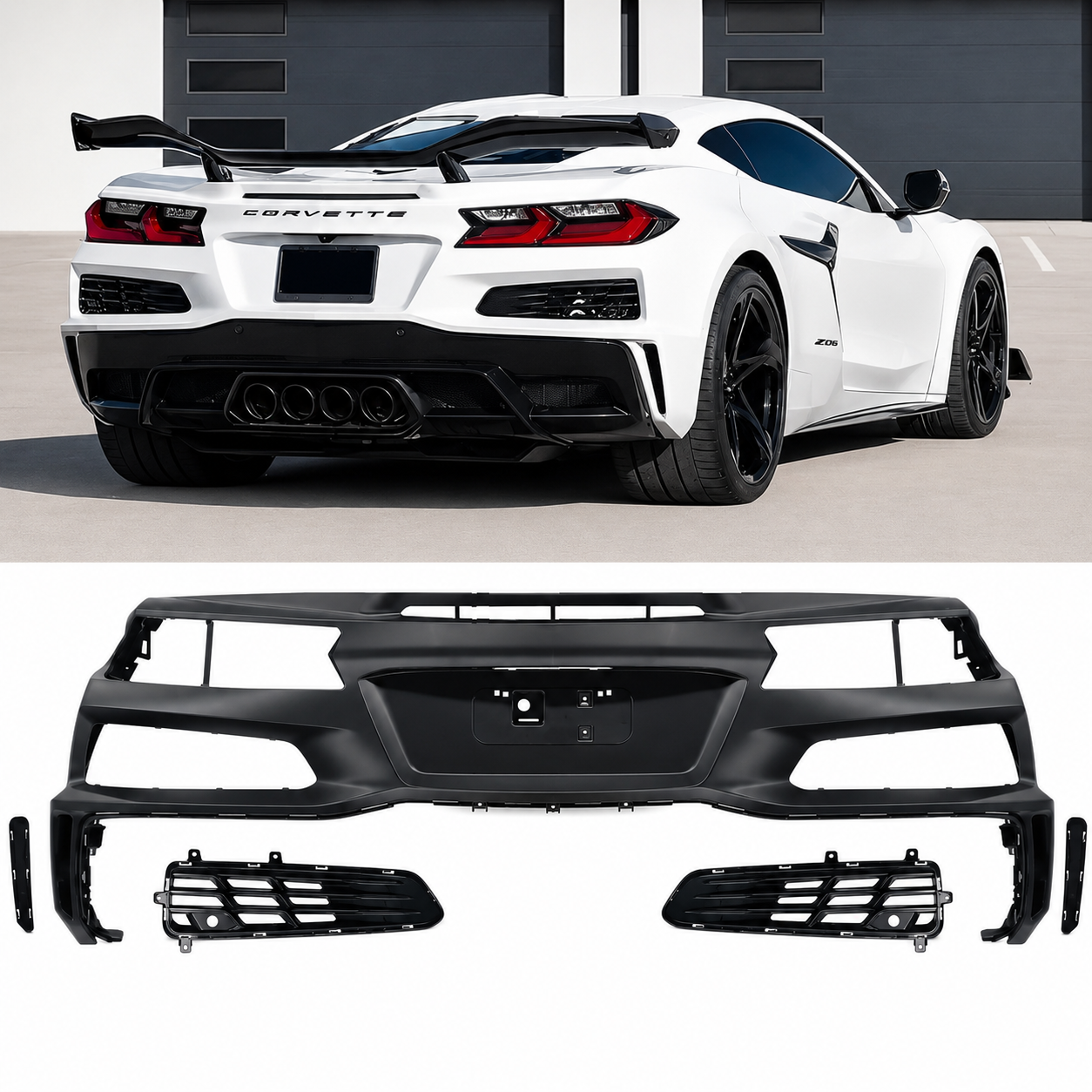 2020–2025 Chevrolet Corvette C8 Stingray - Z06 Style Full Rear Bumper Conversion Kit