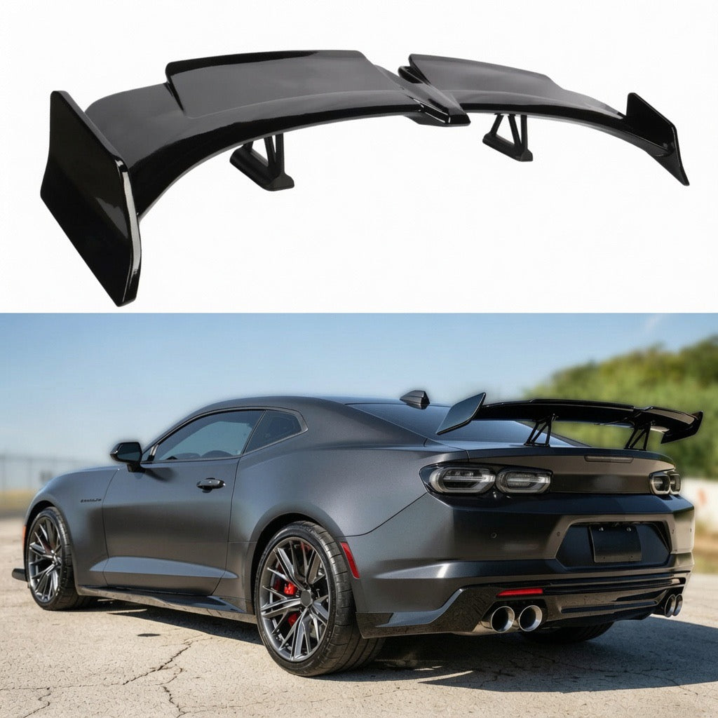 GT STYLE GLOSS BLACK REAR SPOILER WING - CHEVROLET CAMARO LT / LS / RS / SS / ZL1 (2016–2024)