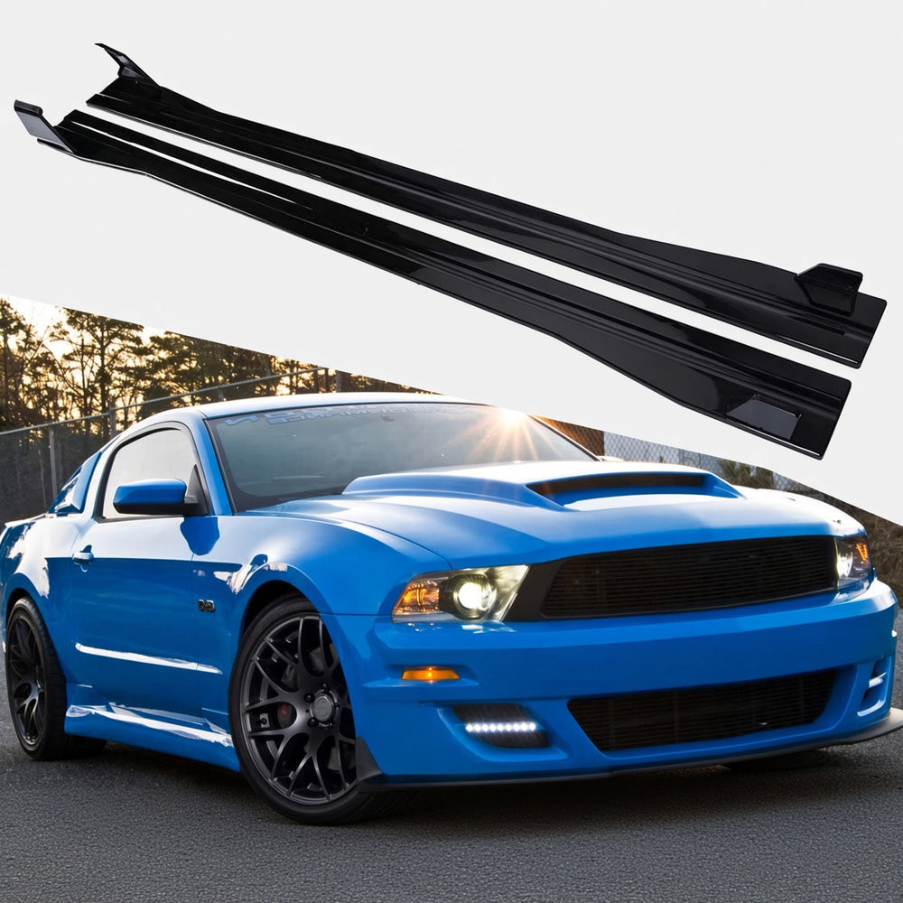 GT350 Style Gloss Black Side Skirts – Ford Mustang (2010–2014)