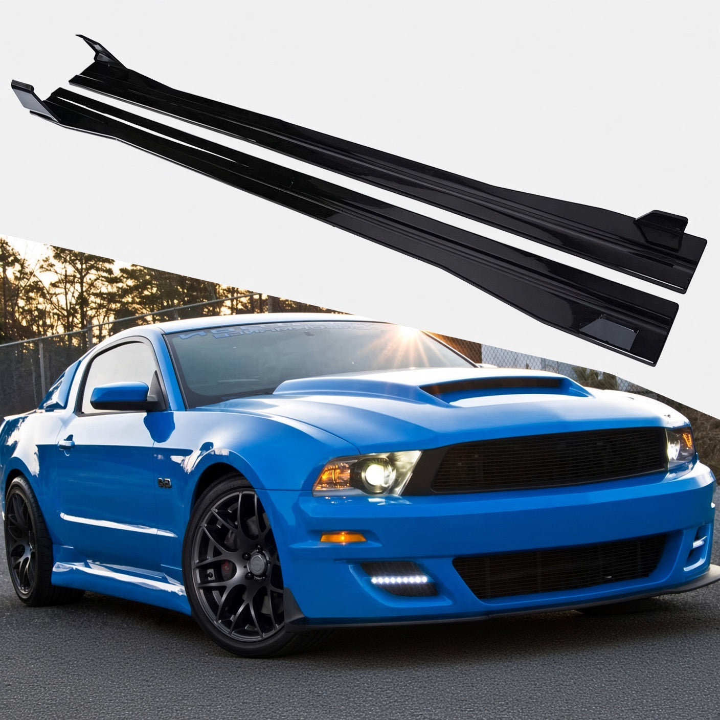 GT350 Style Gloss Black Side Skirts – Ford Mustang (2010–2014)