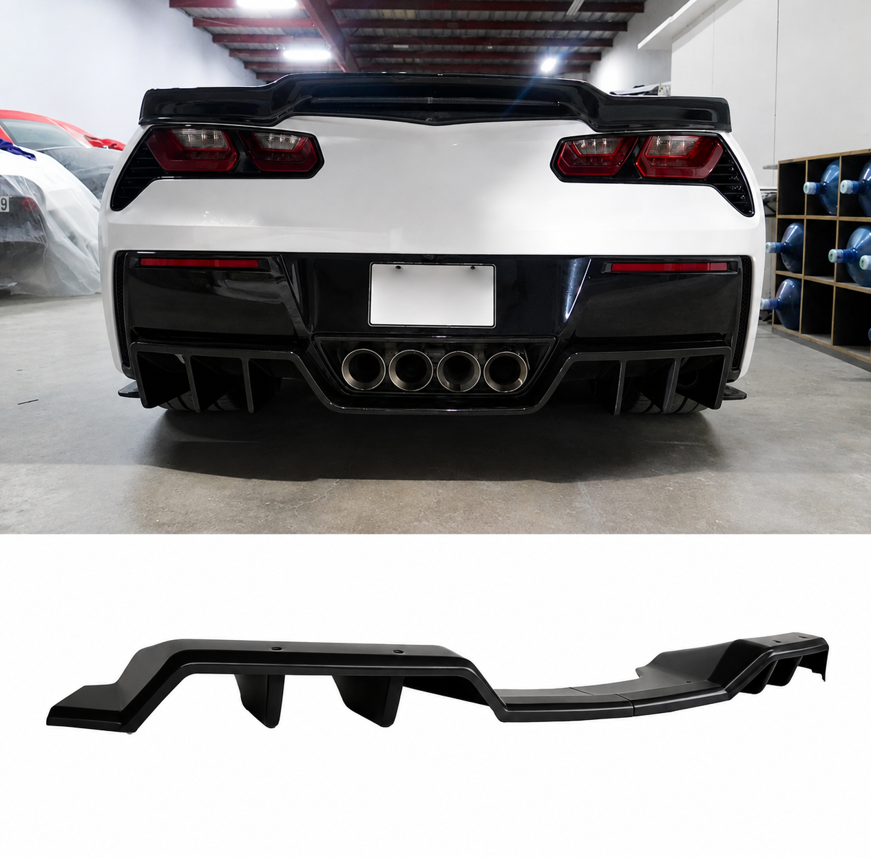 AAD STYLE GLOSS BLACK REAR BUMPER DIFFUSER - CHEVROLET CORVETTE C7 STINGRAY (2014–2019)