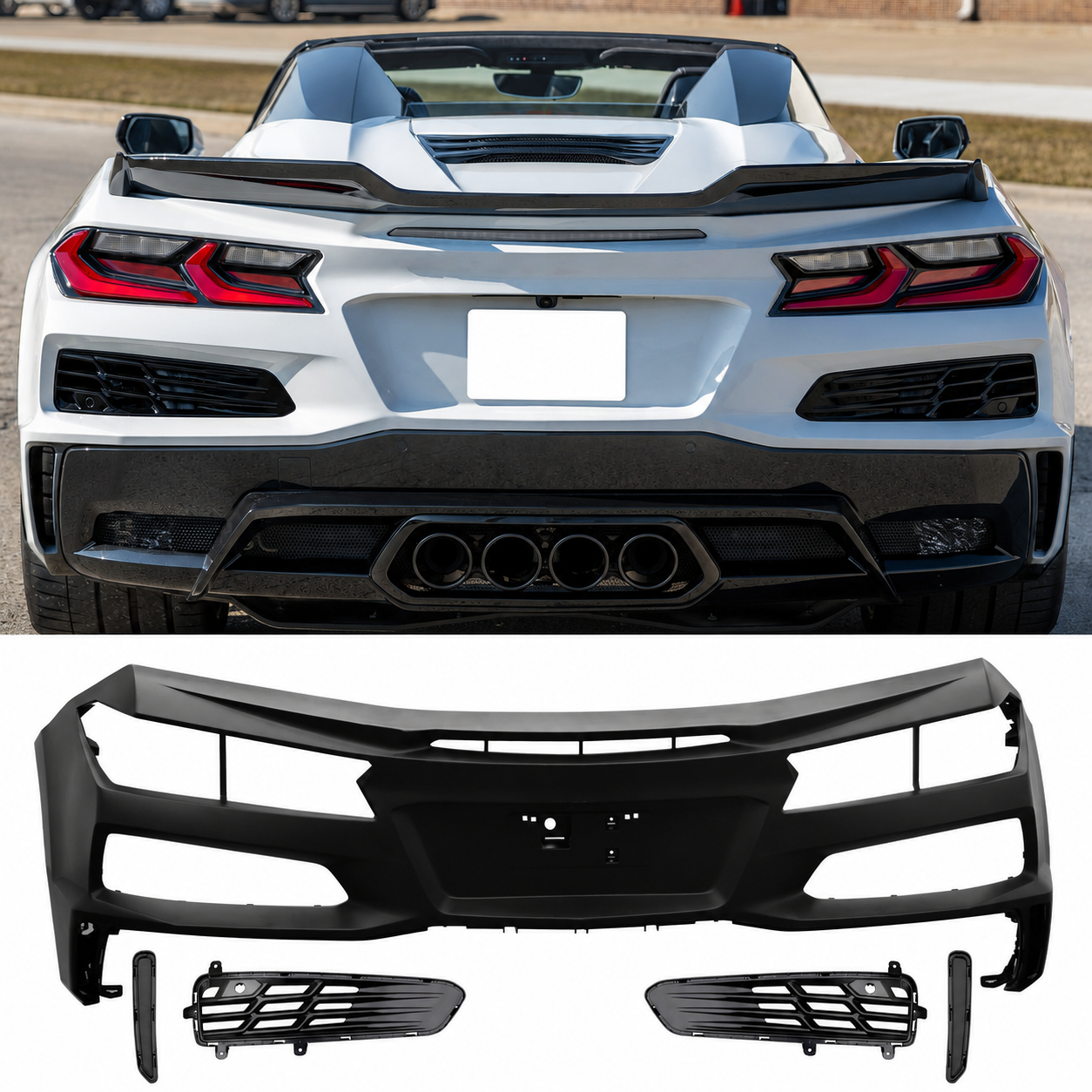 2020–2025 Chevrolet Corvette C8 Stingray - Z06 Style Full Rear Bumper Conversion Kit