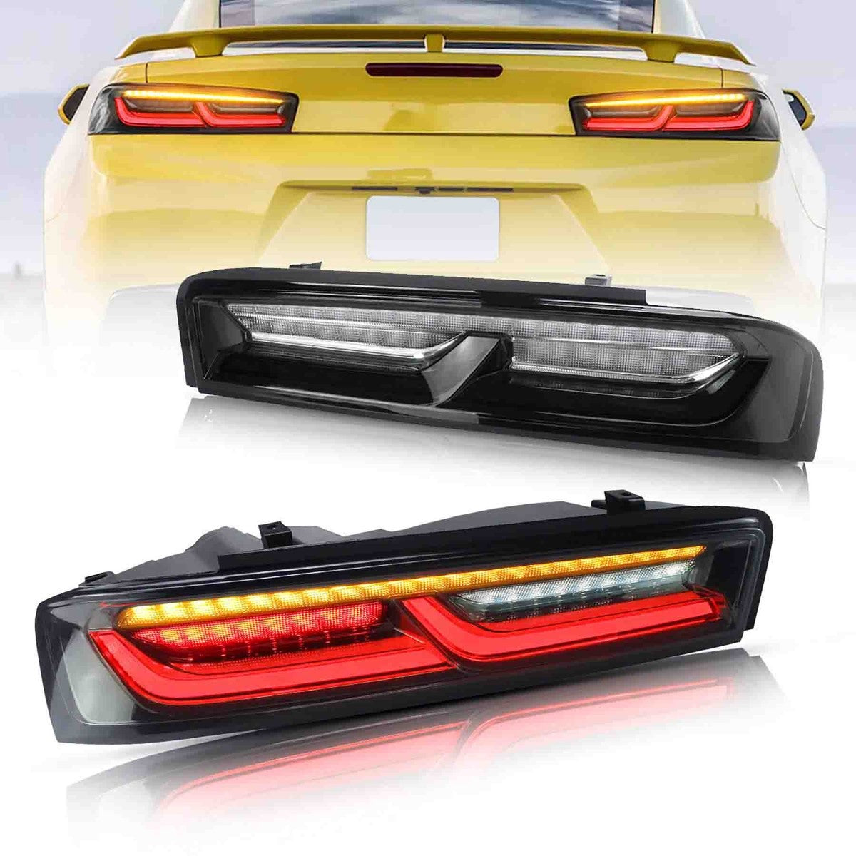 SMOKE LED TAILLIGHTS WITH RED SEQUENTIAL TURN INDICATORS - CHEVROLET CAMARO (2016–2018)
