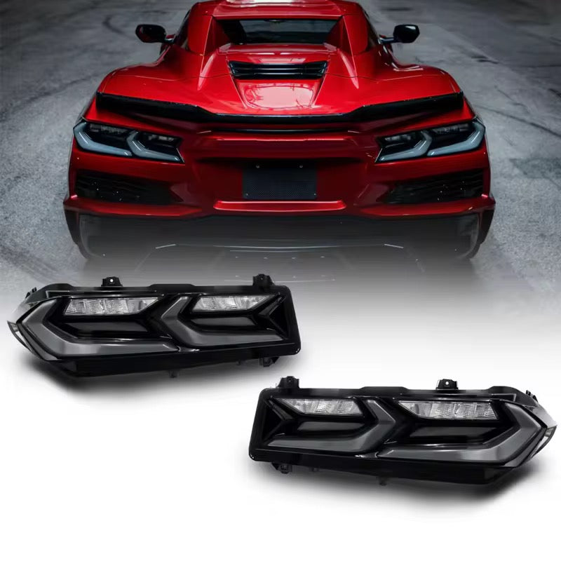 2020–2026 Chevrolet Corvette C8 Smoke Style LED Taillights with Amber Sequential Turn Signals (Pair)