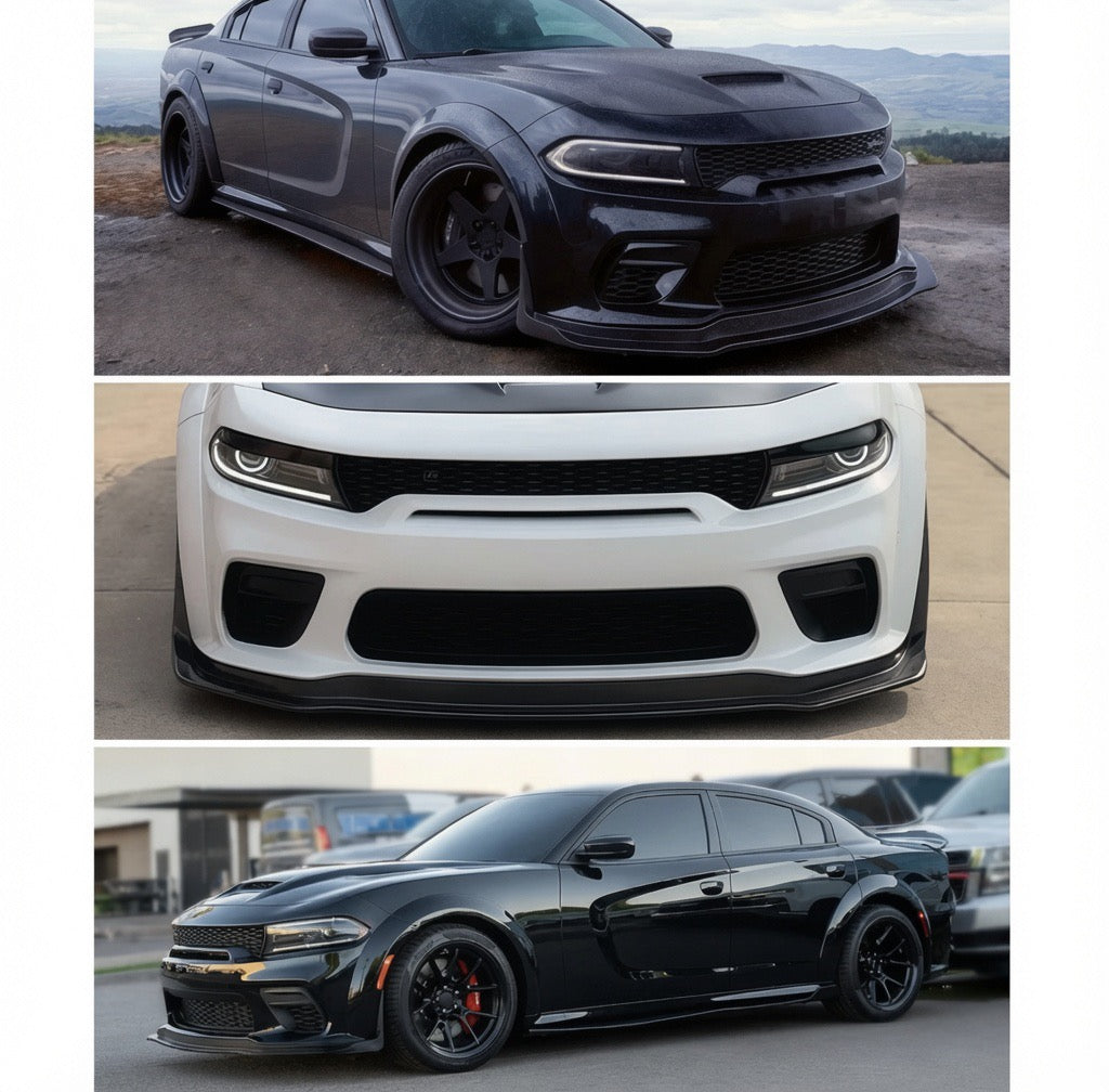 FRONT BUMPER LIP SPLITTER WITH WINGLETS 7PCS - DODGE CHARGER WIDEBODY (2020–2023)