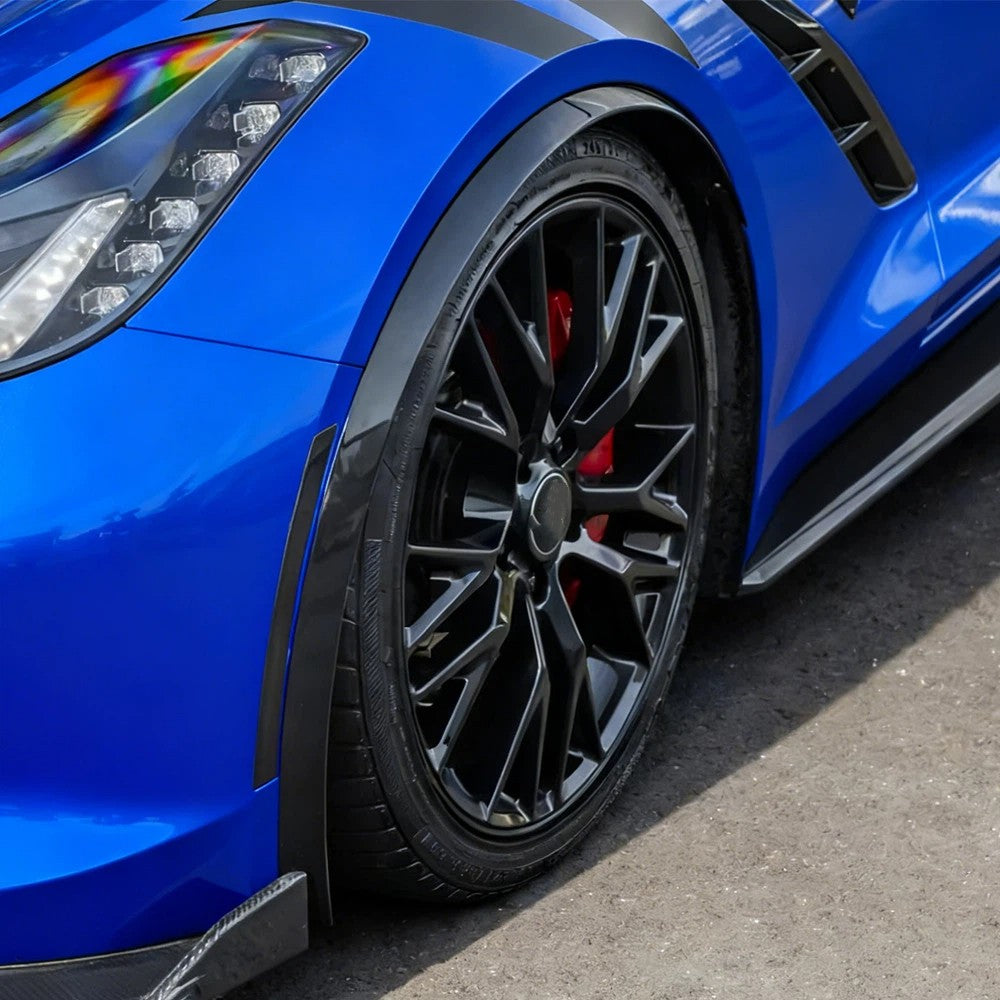 GLOSS BLACK FRONT WHEEL FENDER FLARES KIT – CORVETTE C7 2014–2019