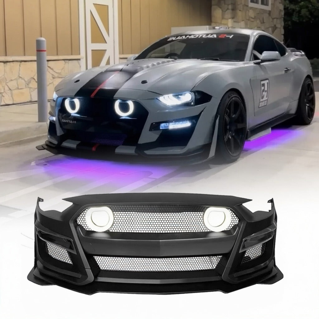 GT500 STYLE FRONT BUMPER CONVERSION KIT WITH LED GRILLE - FORD MUSTANG (2018–2023)