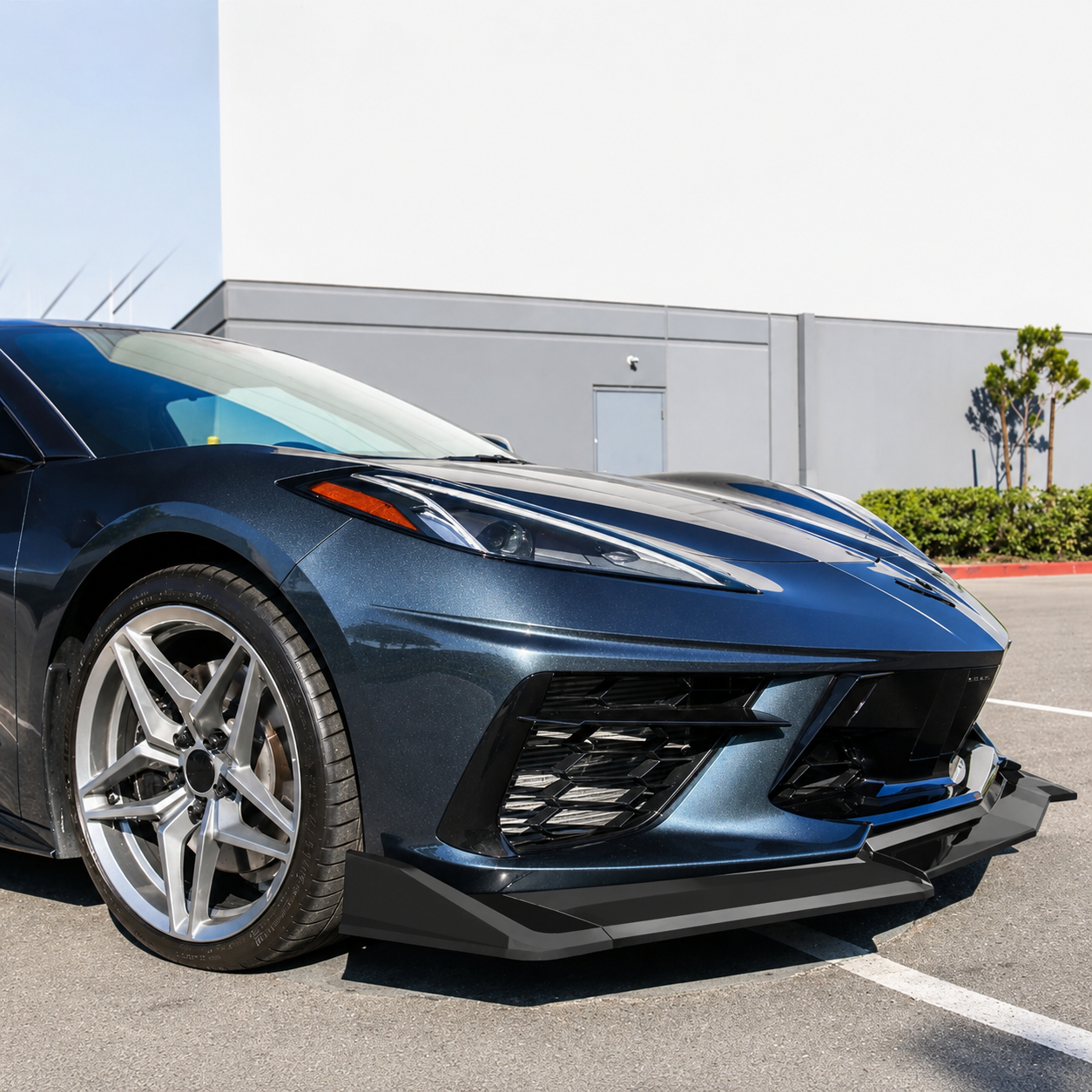 Z07 STYLE MATTE BLACK FRONT LIP - CHEVROLET CORVETTE C8 STINGRAY (2020–2026)