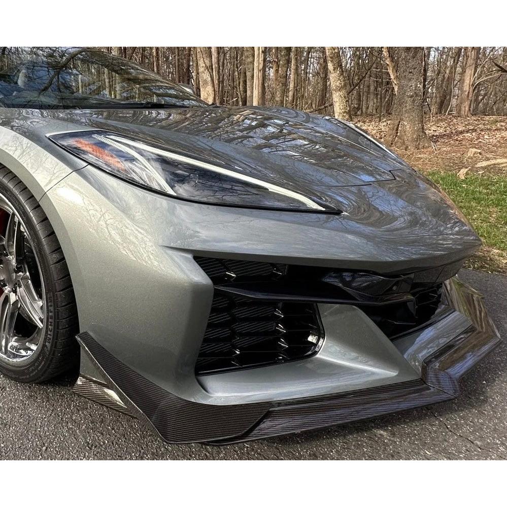 Chevrolet Corvette C8 Z06 & E-Ray Dry Pre-Preg Carbon Fiber Z07 Style Front Splitter and Canards