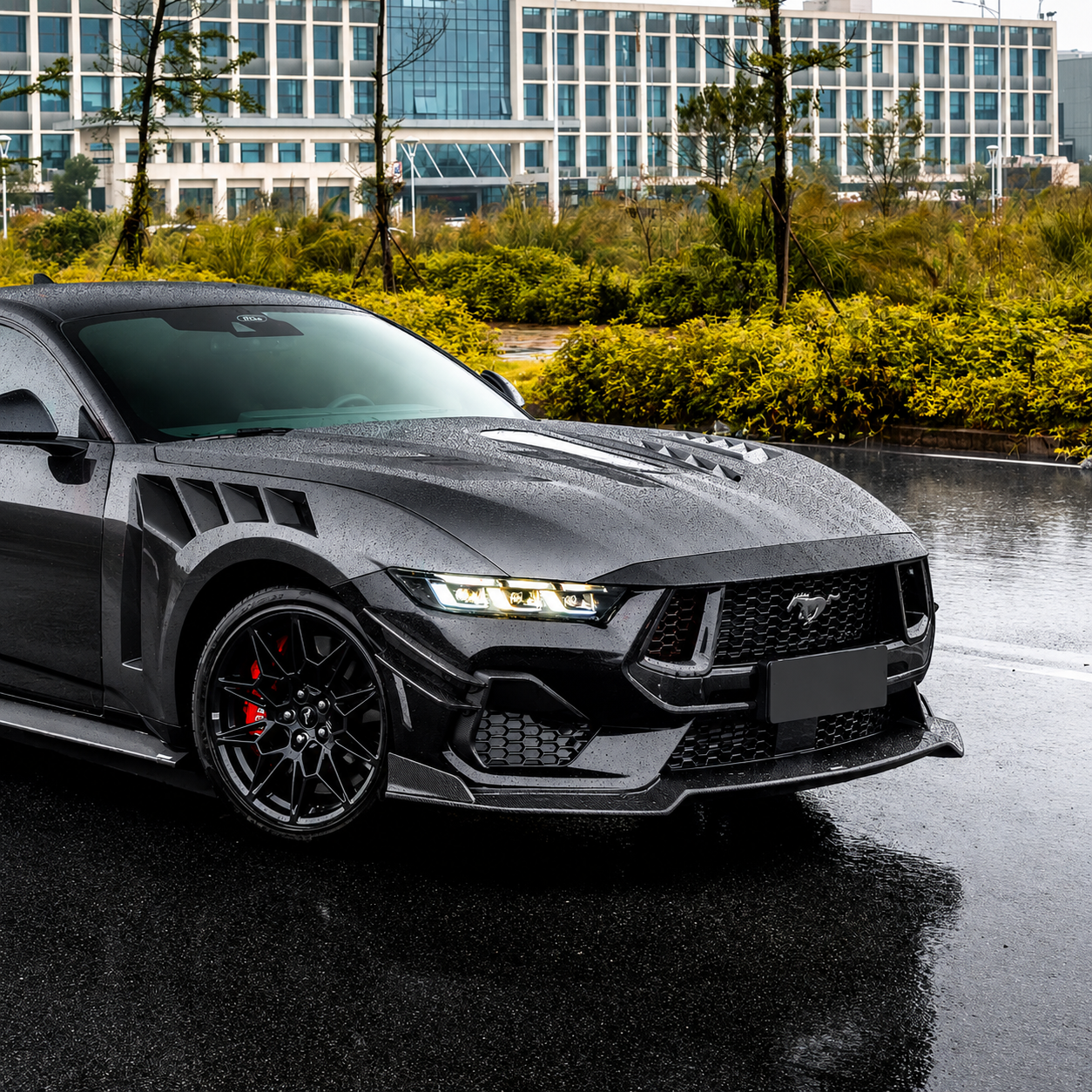 SPEEDFORM REAL CARBON FIBER FRONT LIP SPLITTER EXTENSION - FORD MUSTANG GT / ECOBOOST (2024+)