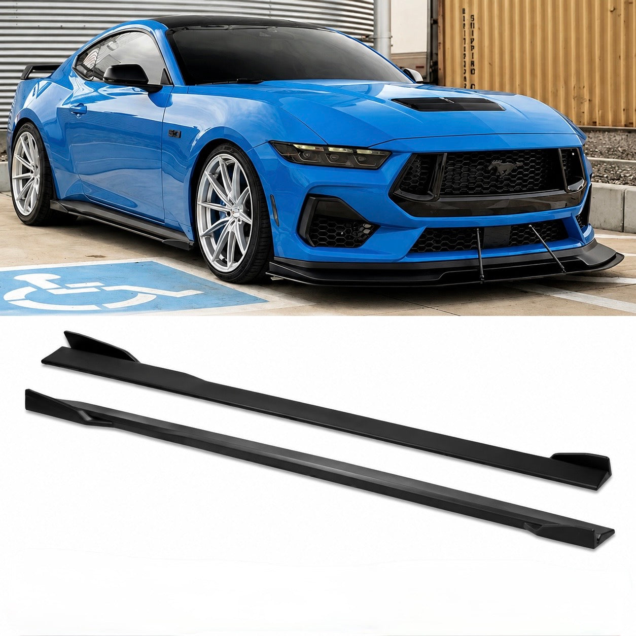 V2 BLACK SIDE SKIRT EXTENSIONS - FORD MUSTANG S650 GT (2024–2026)