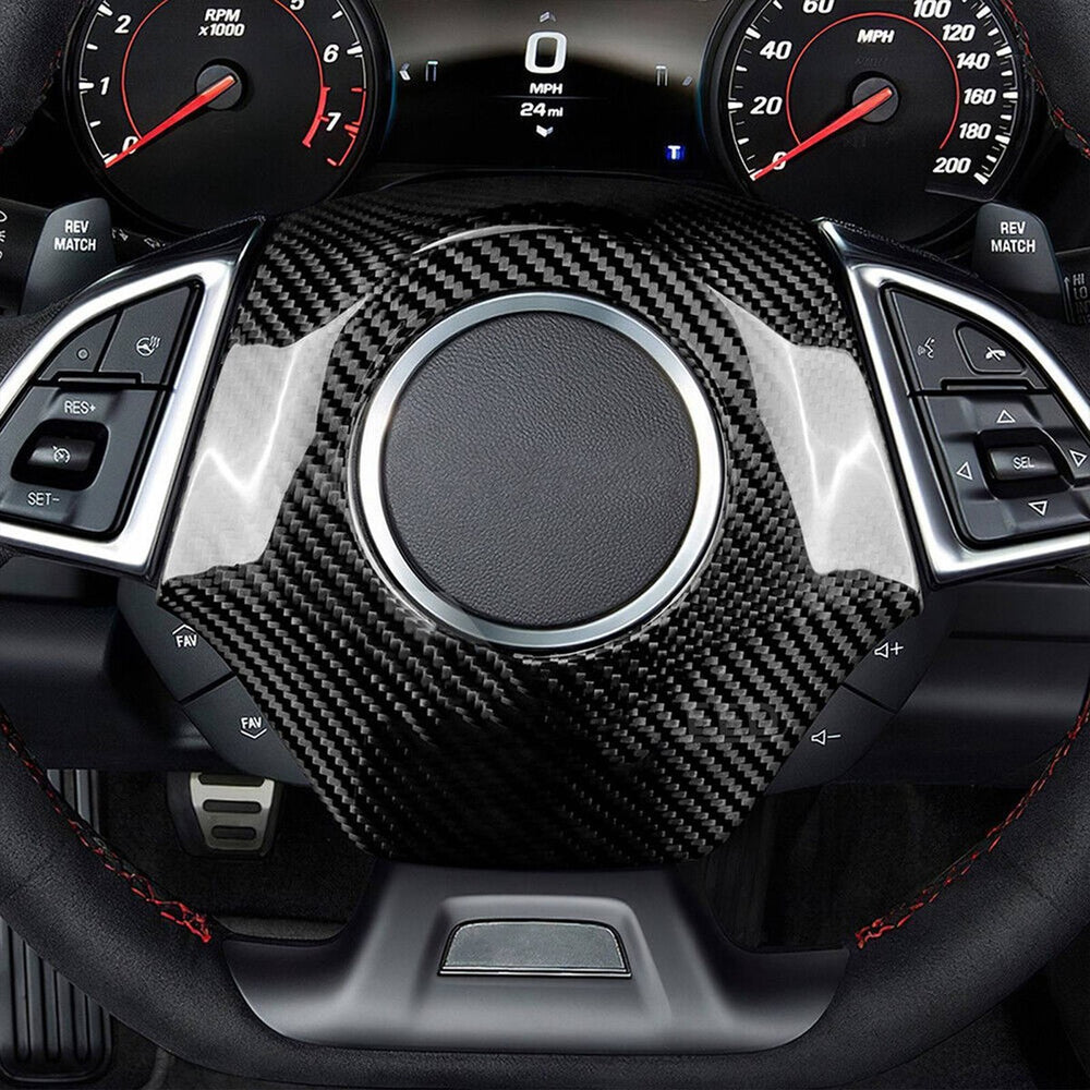 Carbon Fiber Black Steering Wheel Cover Trim - Chevrolet Camaro (2016–2023)