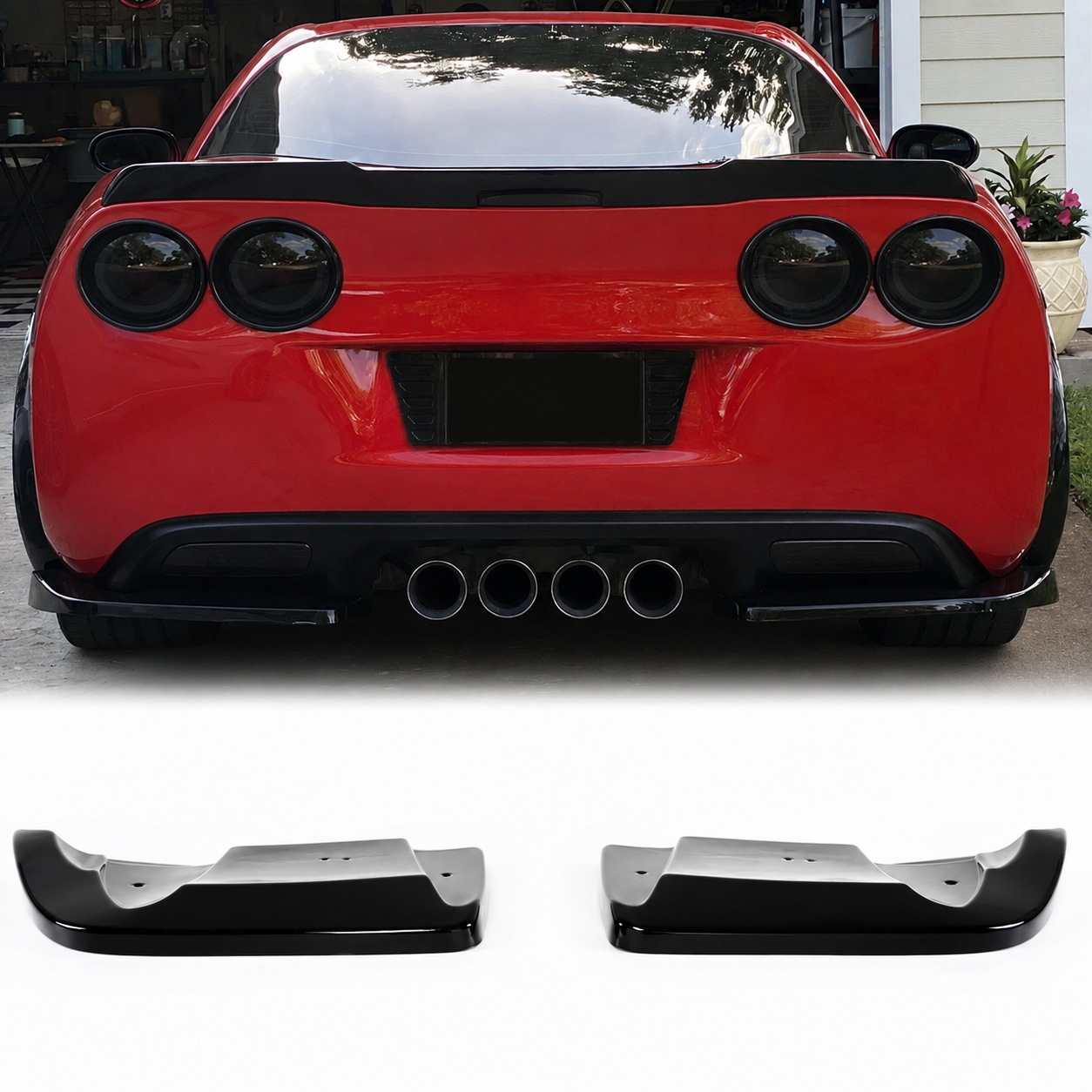 GLOSS BLACK REAR BUMPER SIDE CORNER WINGLETS - CHEVROLET CORVETTE C6 (2005–2013)