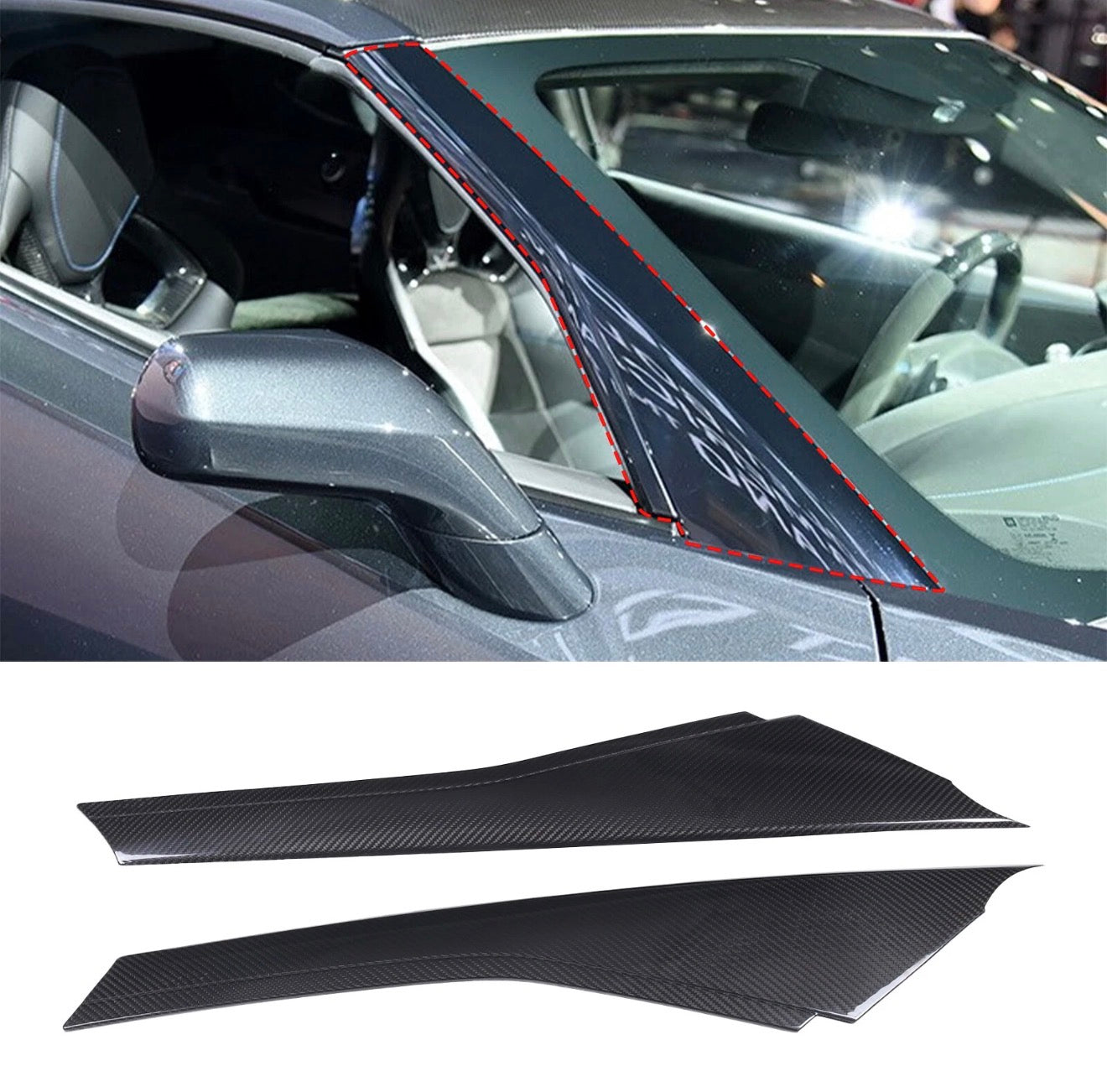 CARBON FIBER FRONT A-PILLAR DECORATIVE COVERS (2PCS) - CHEVROLET CORVETTE C7 (2014–2019)