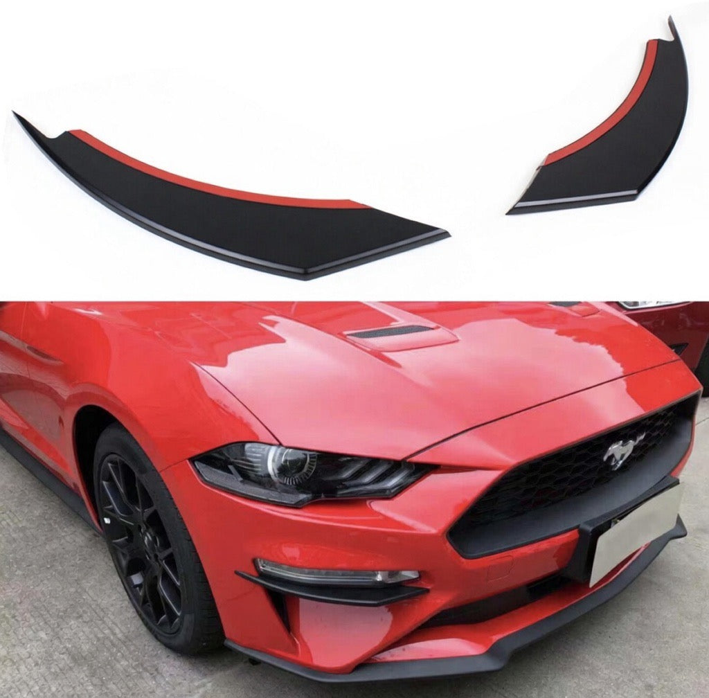 BLACK FRONT BUMPER CANARDS - FORD MUSTANG (2018–2023)