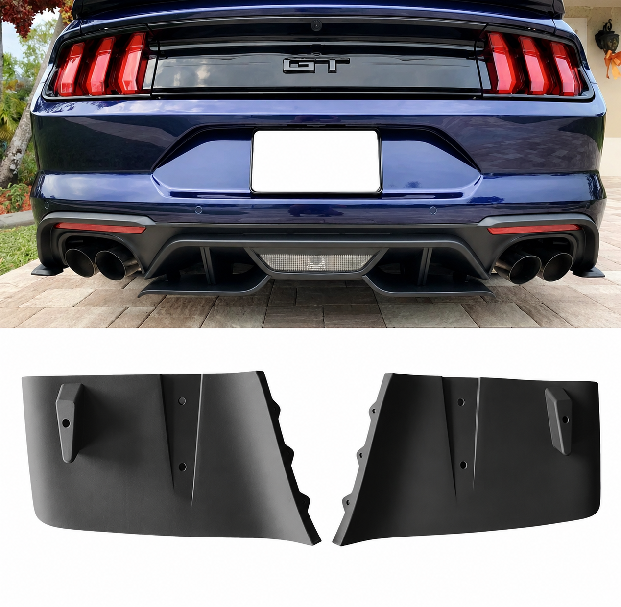 PERFORMANCE STYLE REAR DIFFUSER ADD-ON KIT - FORD MUSTANG GT (2018–2023)