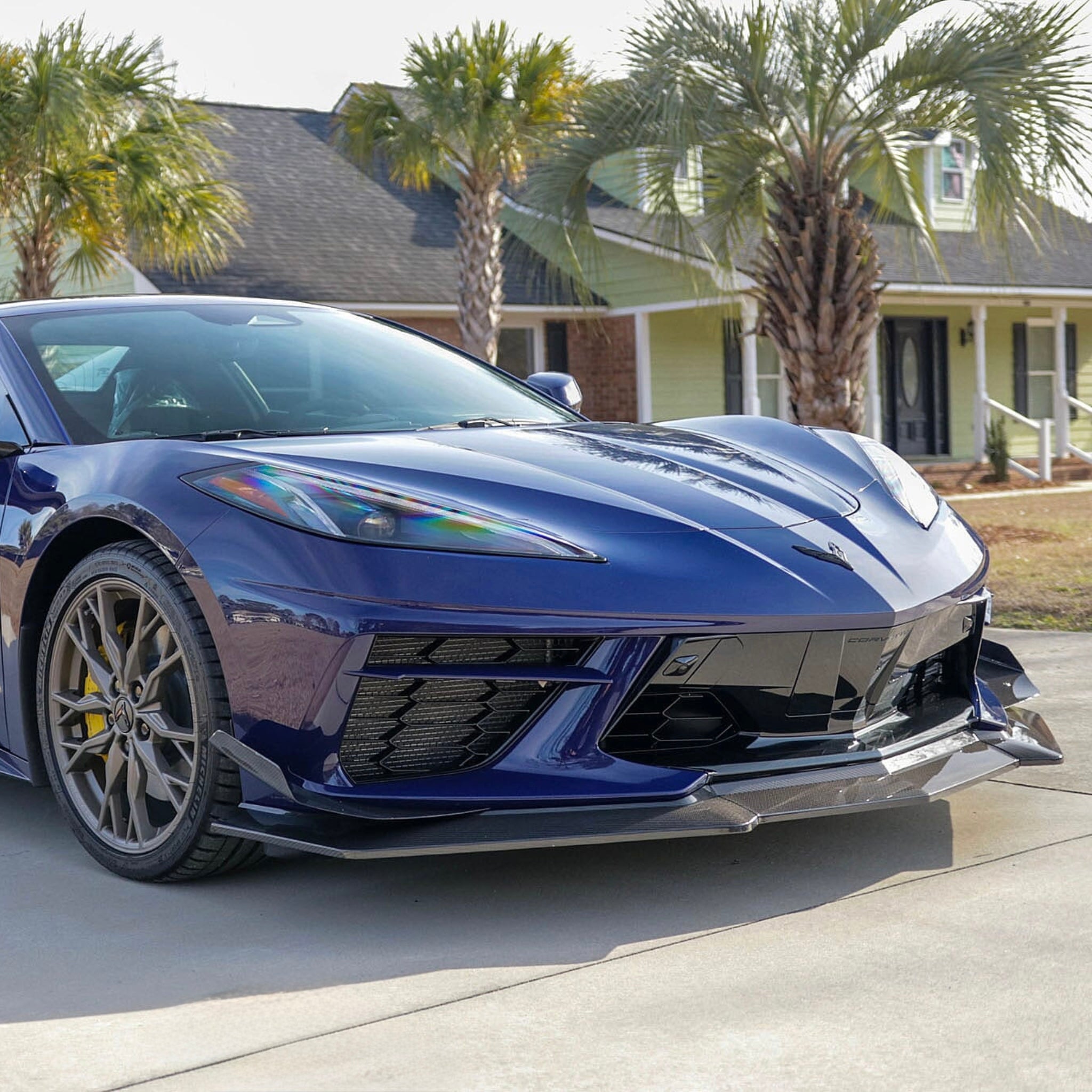 Chevrolet Corvette C8 Stingray Carbon Fiber Z07 Style Front Splitter and Canards