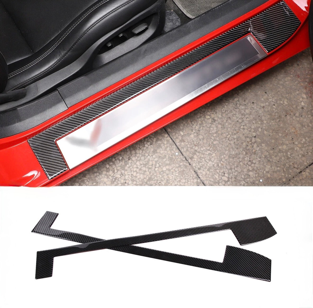 CARBON FIBER INNER DOOR SILL TRIM - CHEVROLET CORVETTE C7 (2014–2019)