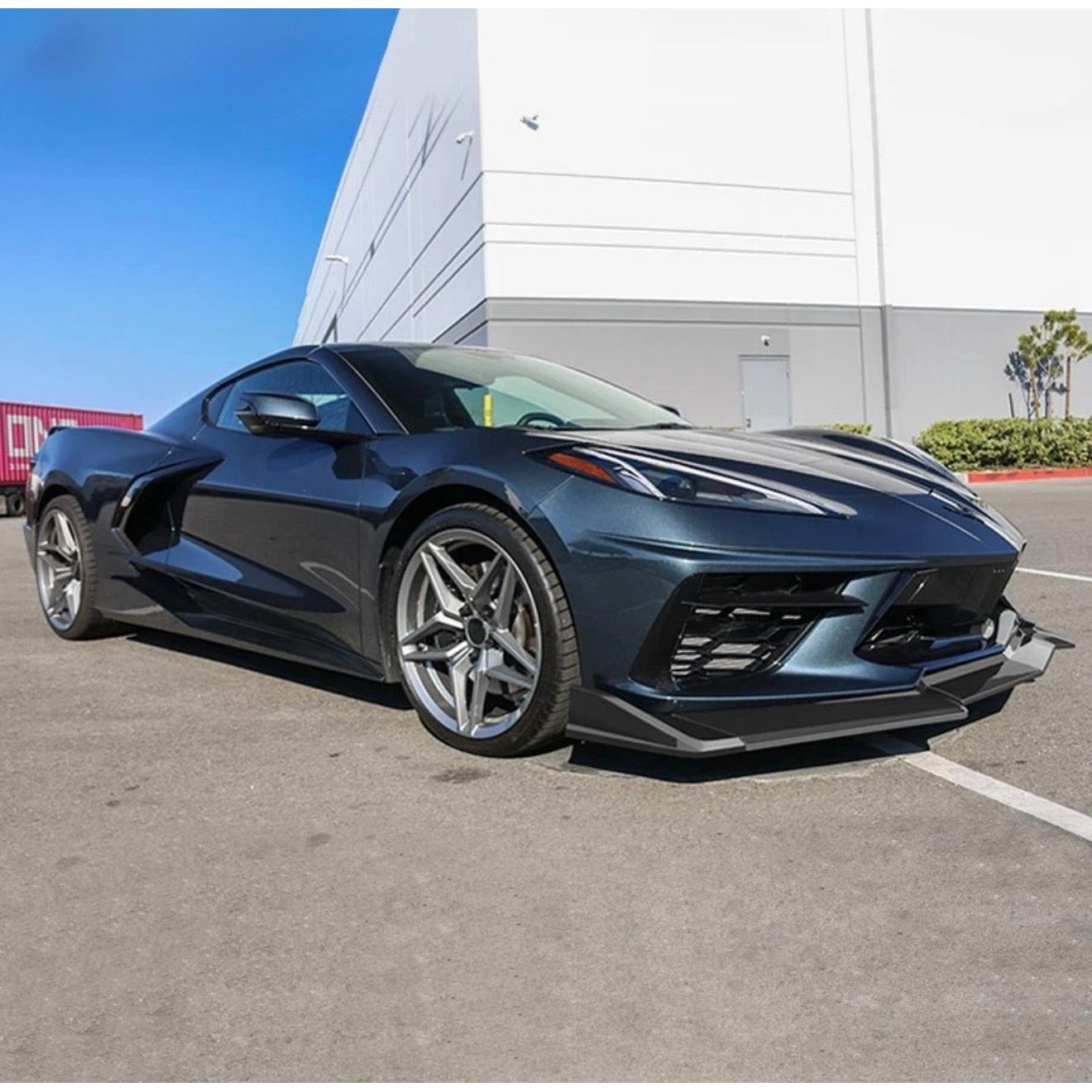 Z07 STYLE MATTE BLACK FRONT LIP - CHEVROLET CORVETTE C8 STINGRAY (2020–2026)