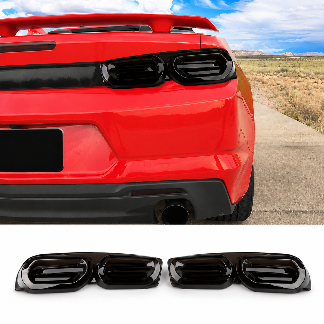 SMOKE BLACK REAR TAIL LIGHT TRIM COVERS - CHEVROLET CAMARO (2019–PRESENT)