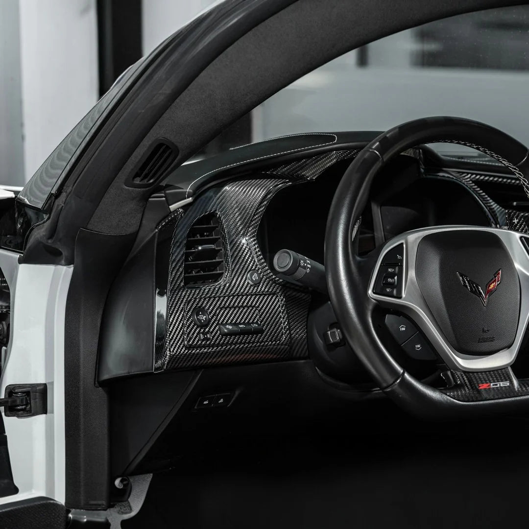 DRY CARBON FIBER DRIVER INSTRUMENT PANEL TRIM COVER - CHEVROLET CORVETTE C7 (2014–2019)