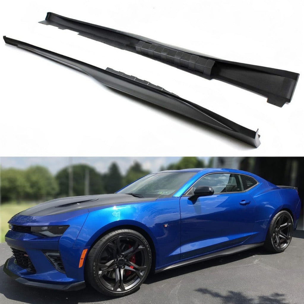 ZL1 STYLE GLOSS BLACK SIDE SKIRT EXTENSIONS - CHEVROLET CAMARO RS / SS / ZL1 (2016–2022)