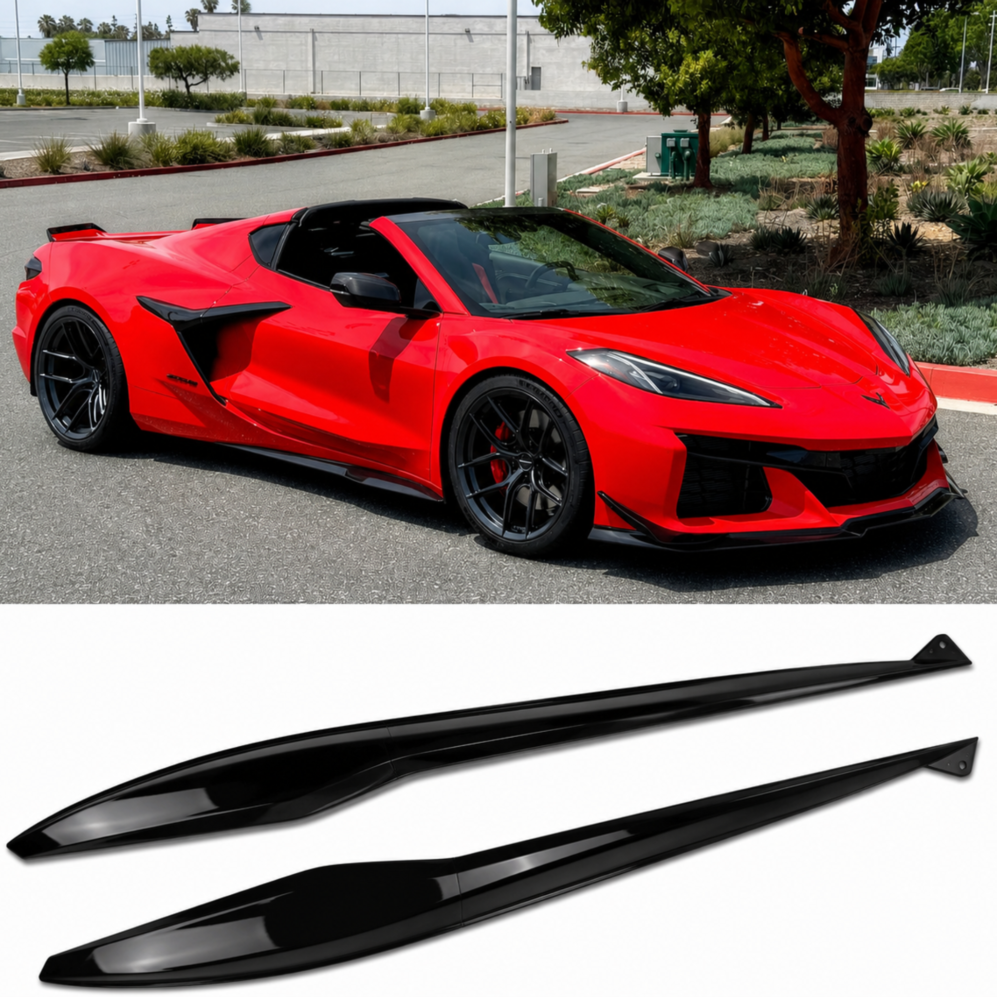 V3 GLOSS BLACK SIDE SKIRT EXTENSIONS - CORVETTE C8 Z06 (2023–2025)