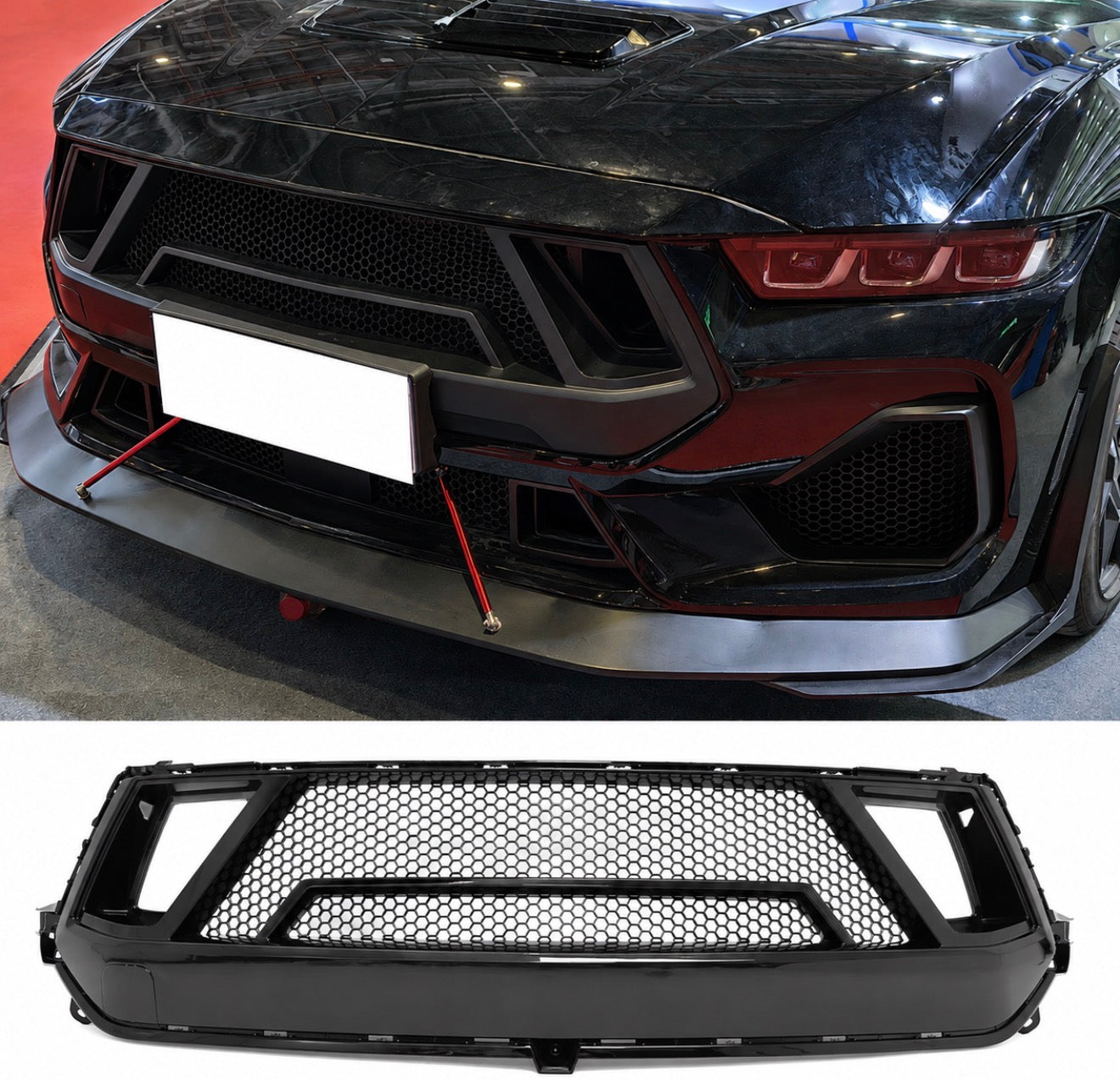GLOSS BLACK FRONT GRILLE - FORD MUSTANG ECOBOOST/GT (2024+)