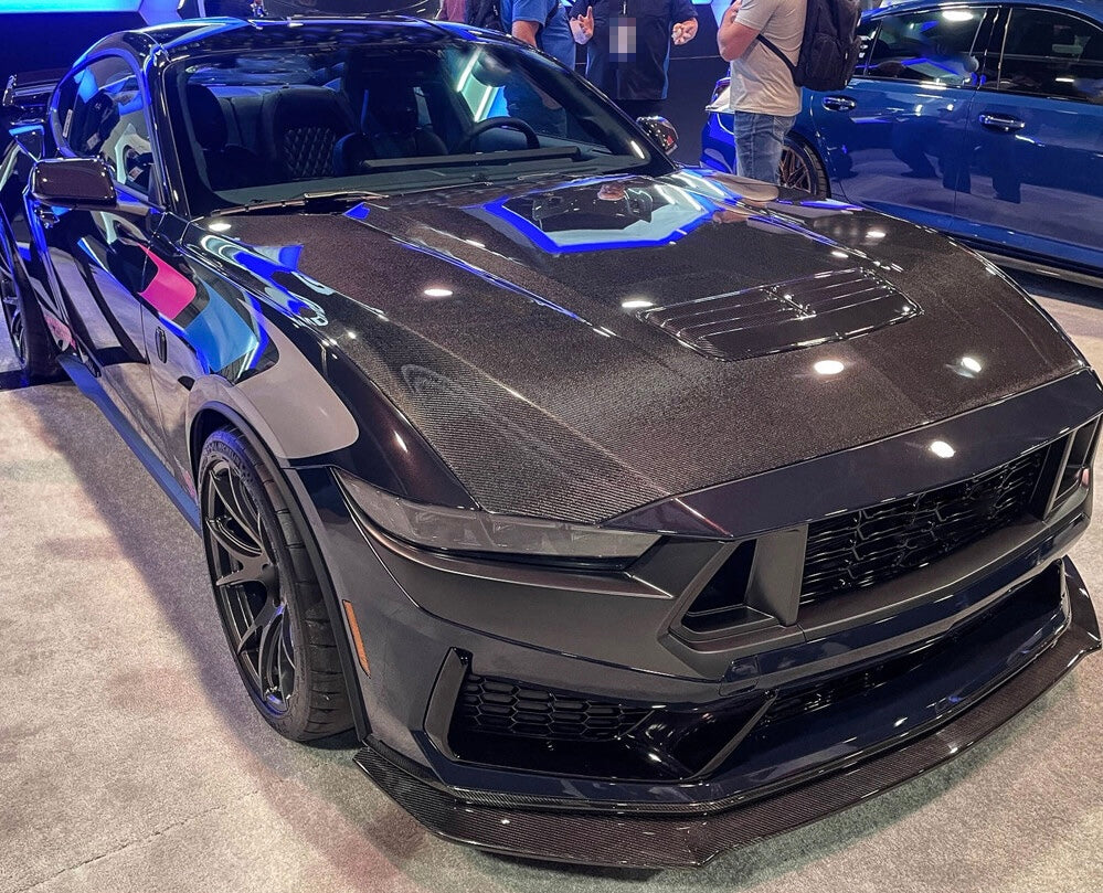 REAL CARBON FIBER FRONT LIP SPLITTER EXTENSION - FORD MUSTANG S650 GT / ECOBOOST (2024+)