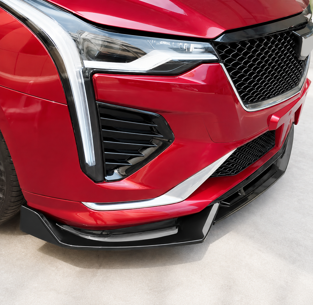 3PC FRONT BUMPER LIP GLOSS BLACK - CADILLAC CT4 (2020–2023)
