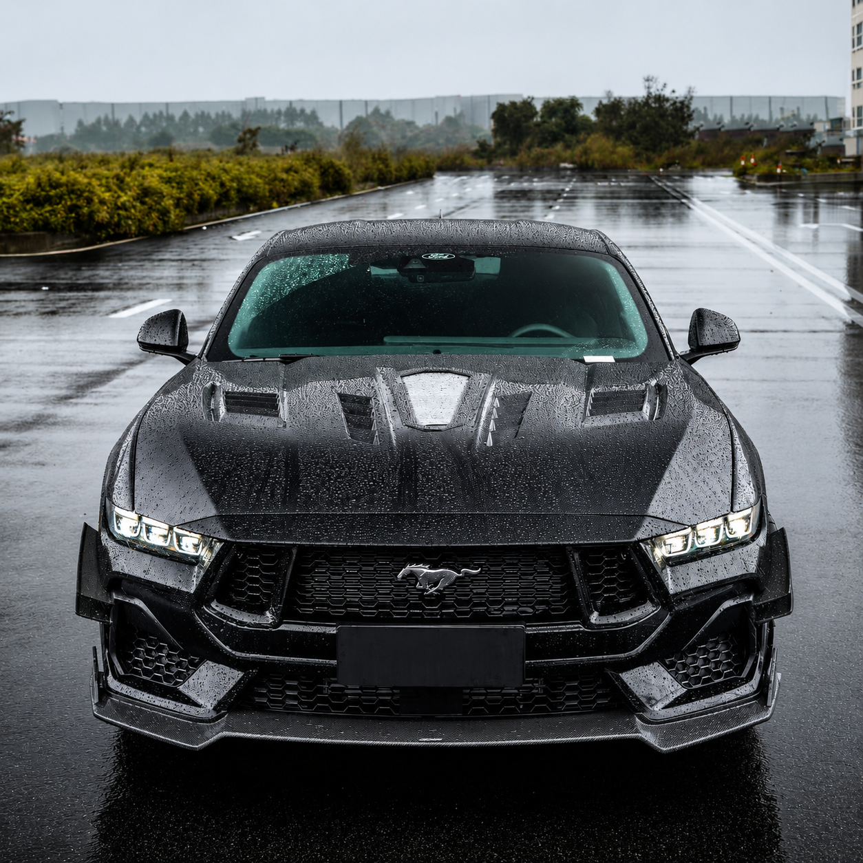 SPEEDFORM REAL CARBON FIBER FRONT LIP SPLITTER EXTENSION - FORD MUSTANG GT / ECOBOOST (2024+)
