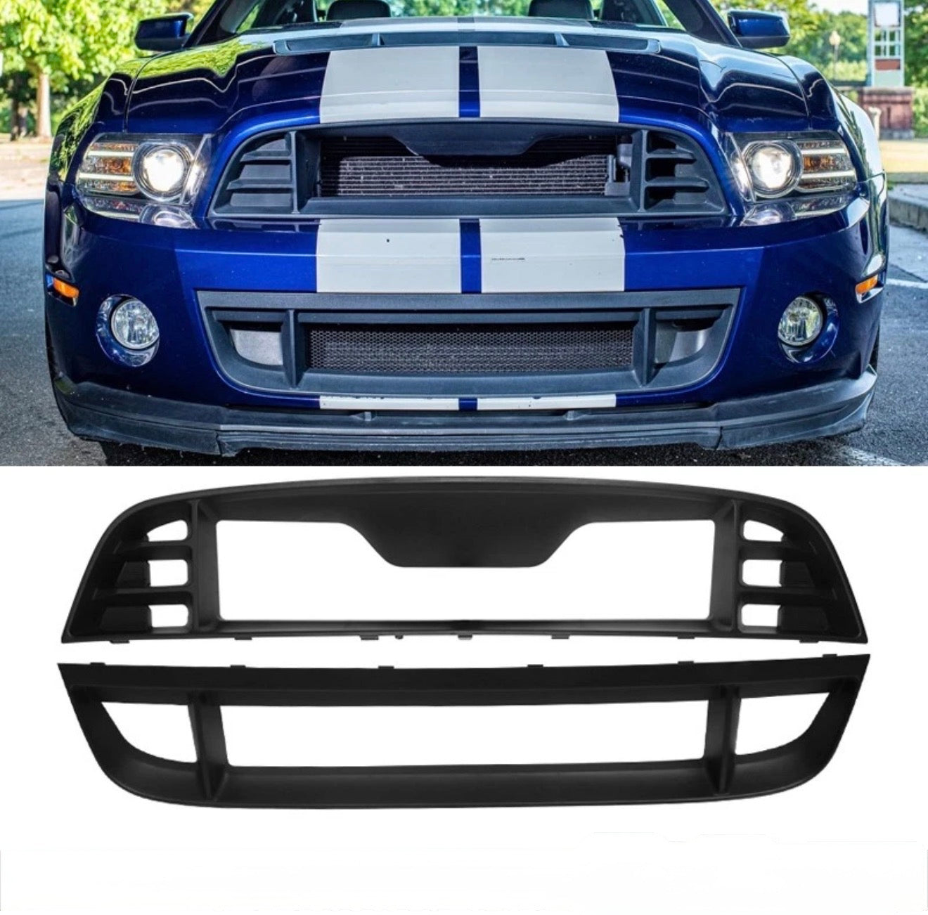 GT500 SHELBY STYLE FRONT BUMPER UPPER & LOWER GRILLE SET - FORD MUSTANG (2010–2014)