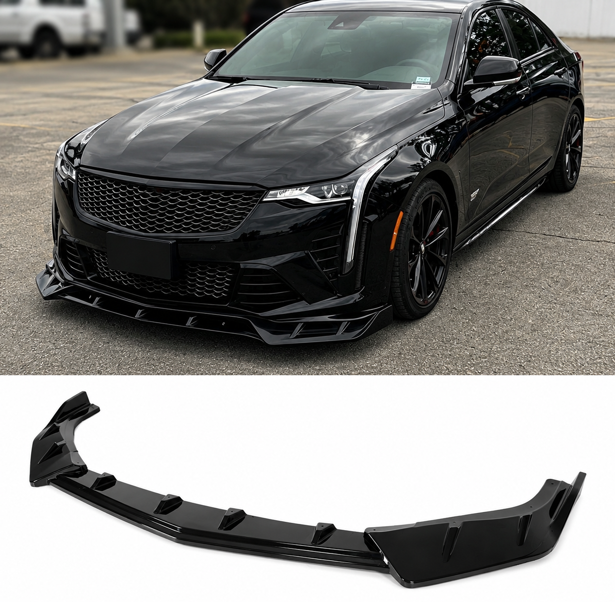 V3 GLOSS BLACK FRONT BUMPER LIP SPLITTER - CADILLAC CT4 (2020–2025)