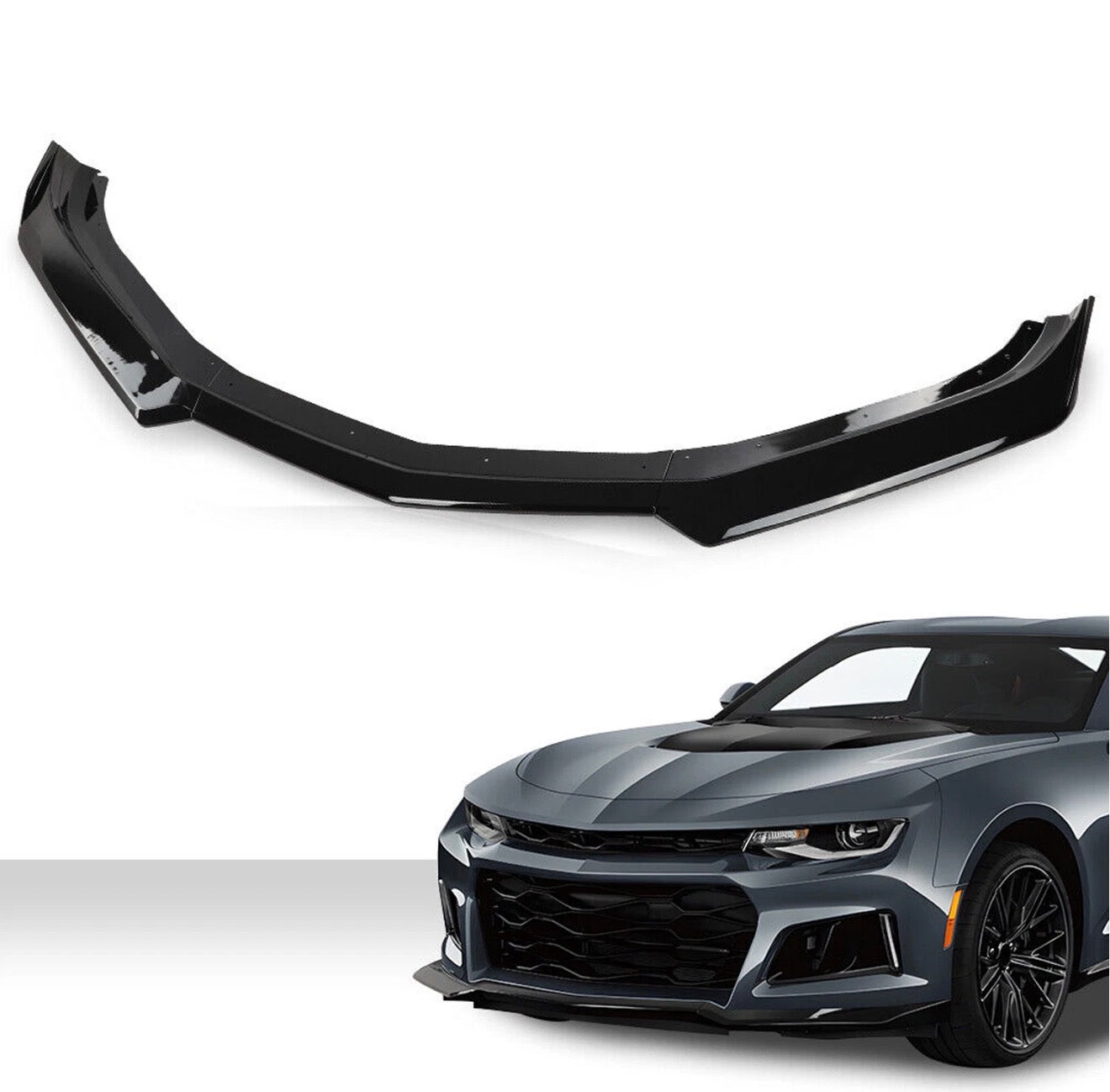 1LE STYLE GLOSS BLACK FRONT LIP AIRDAM - CHEVROLET CAMARO (2016–2022)