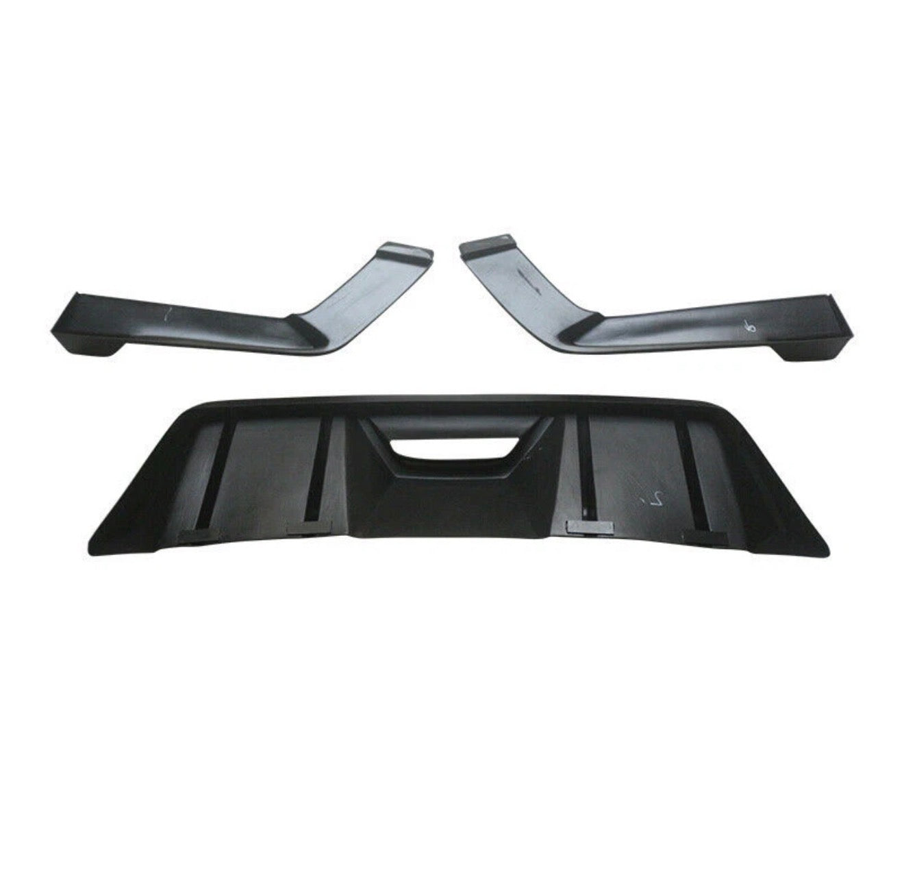 V3 MATTE BLACK REAR BUMPER DIFFUSER W/ CORNER EXTENSIONS - FORD MUSTANG (2015–2017)