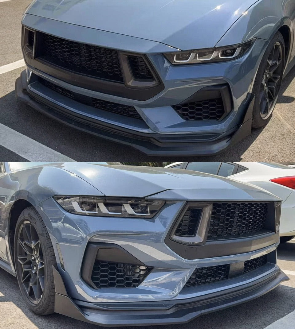 3PCS FRONT LIP SPLITTER EXTENSIONS - FORD MUSTANG GT / ECOBOOST / DARK HORSE (2024+)