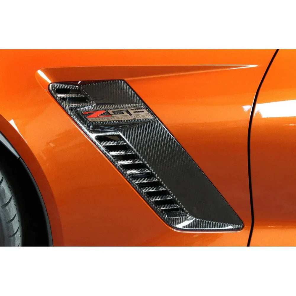 CARBON FIBER FRONT BUMPER SIDE FENDER GRILLE VENTS - CHEVROLET CORVETTE C7 Z06 (2015–2019)