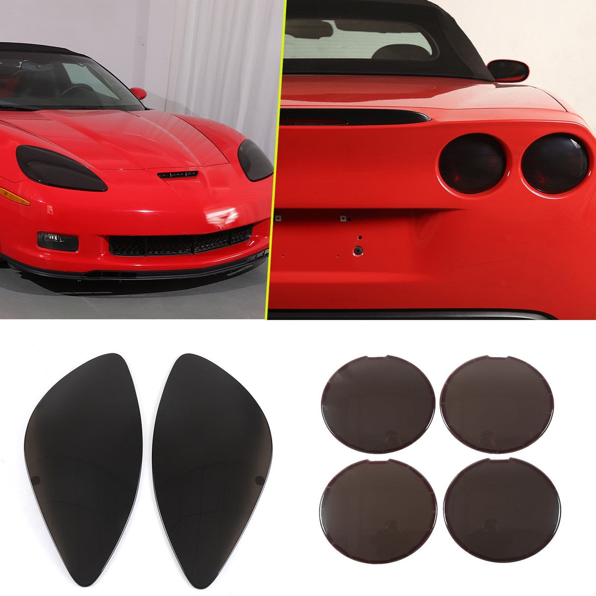 SMOKED BLACK HEADLIGHT & TAIL LIGHT COVER TRIM KIT - CORVETTE C6 (2005–2013)